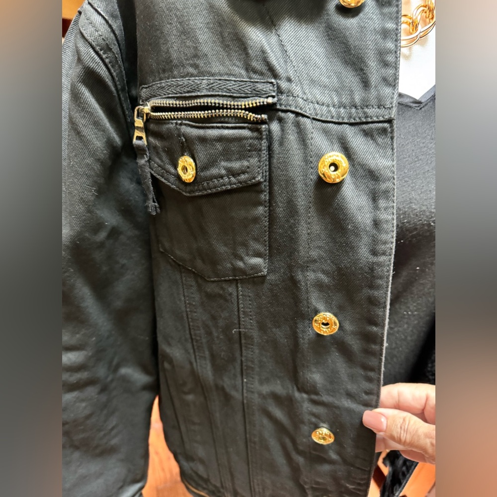 Born fly coated black denim/ jean jacket with gold hardware - Picture 6 of 12
